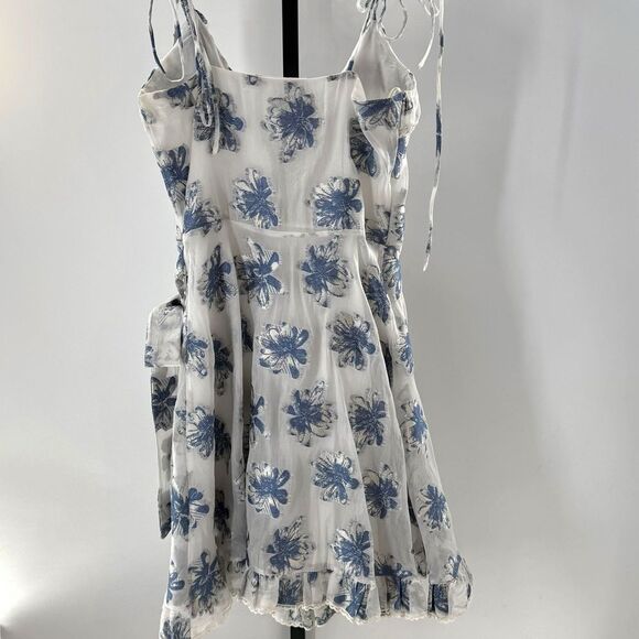 Athena Procopiou Size 2 French Fairytale Ruffle Wrap Dress Blue White Floral - Picture 11 of 14